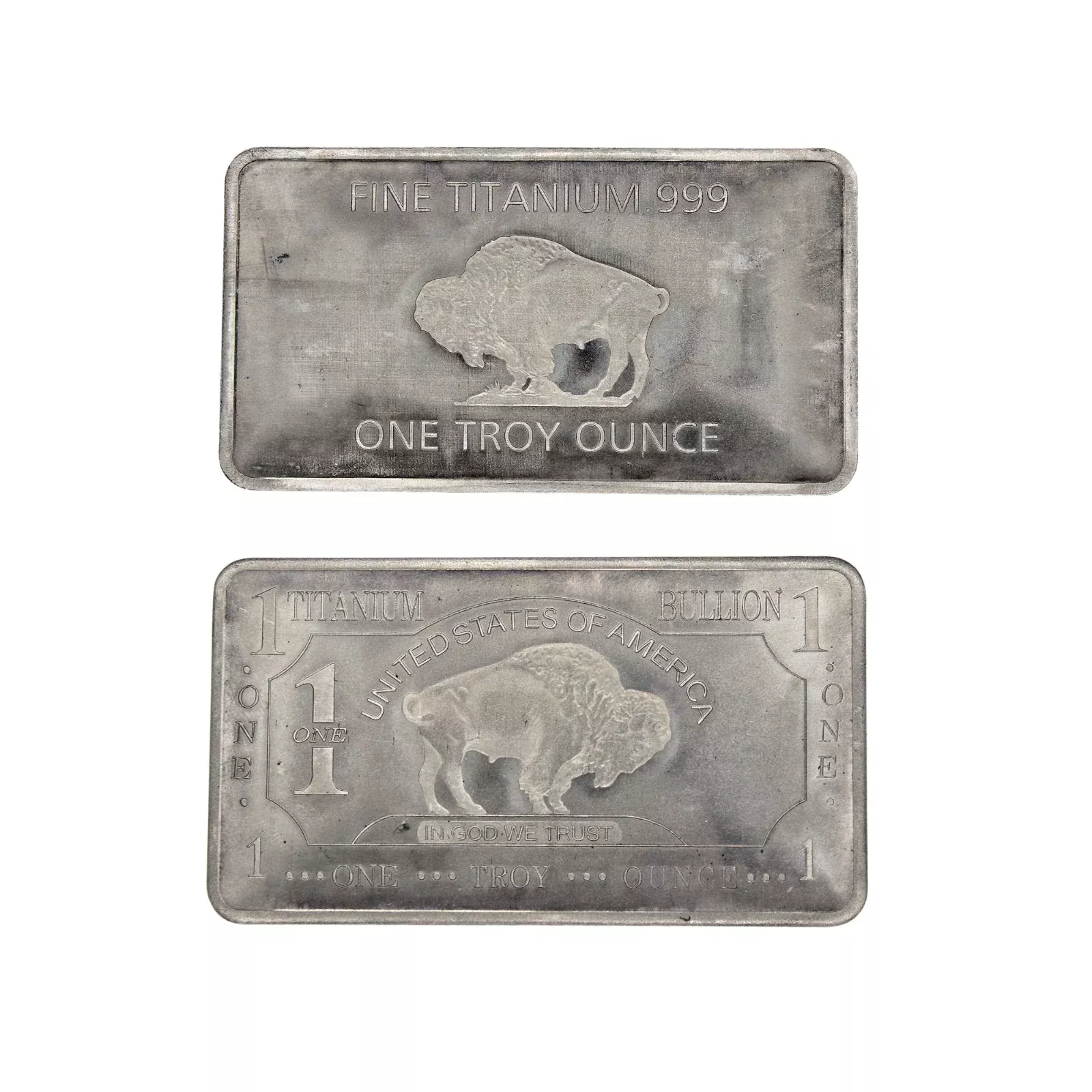10 Pack – 1 Troy Ounce .999 Pure Titanium Buffalo Bars