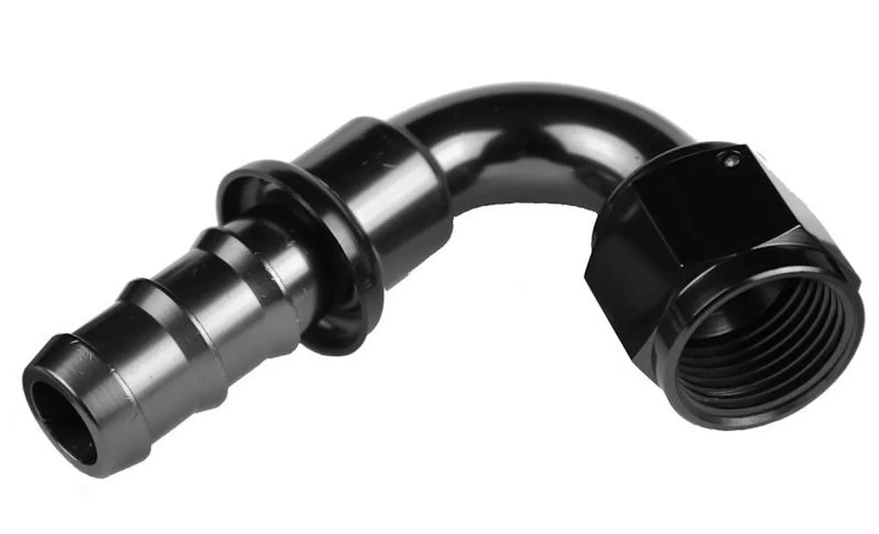 -6AN 120 degree Push Lock Fitting Black – RedHorse Performance 2120-06-2
