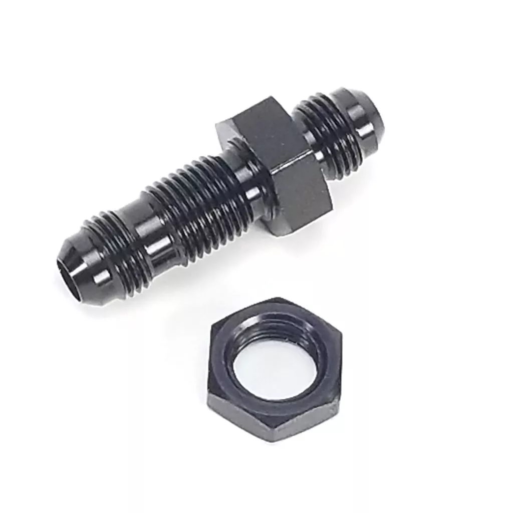 -6AN Straight Bulkhead Fitting w/Nut – Black – WARR performance 47-0079