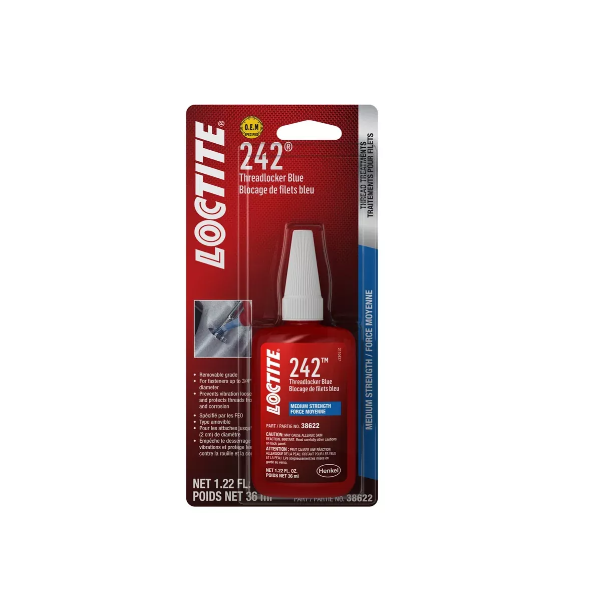 Adhesive Bonder - Loctite 242 Blue Threadlocking 135355