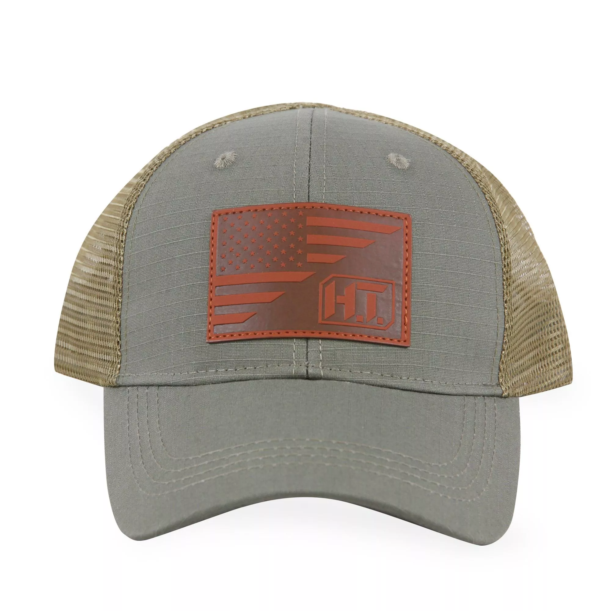 American Flag/HT Leather Logo-Trucker Mesh