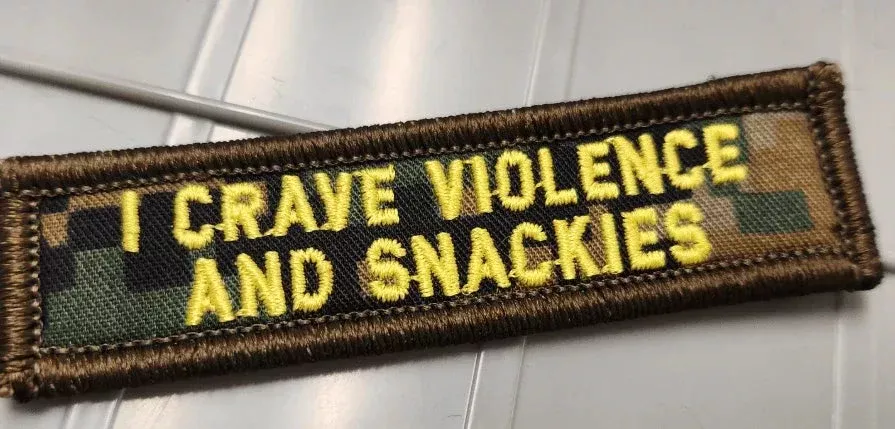 As Seen on Socials - I Crave Violence and Snackies - 1x3.75 Patch - Multiple Variants