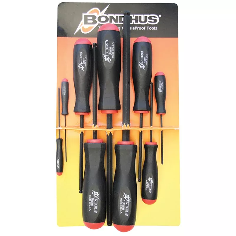 Bondhus 10699 Ball End Screwdriver Set, 9 Piece