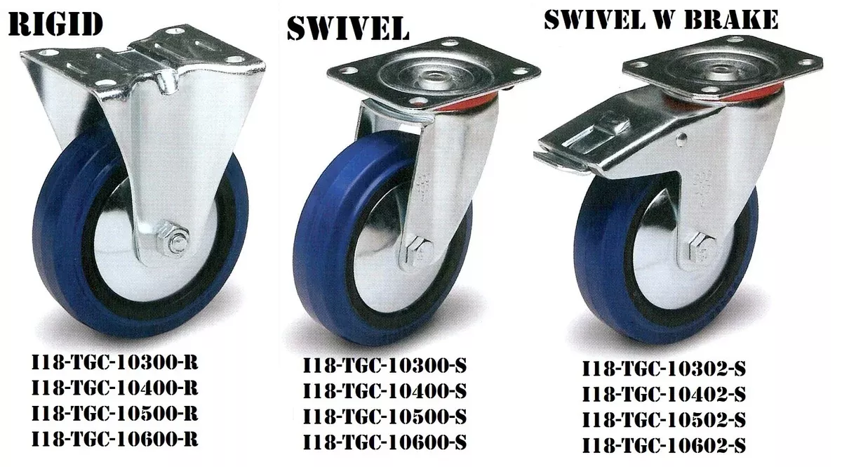 Casters - Tuff Grade Blue Elastic Rubber