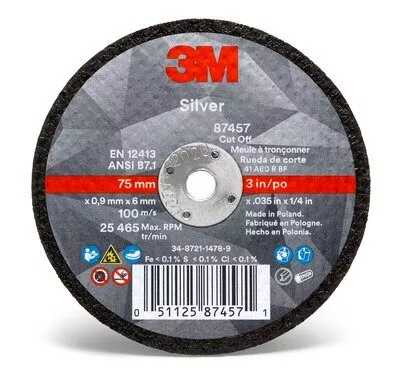 Cut-Off Wheel - 3M Silver Type 1 (Flat) Wheel, Various Sizes