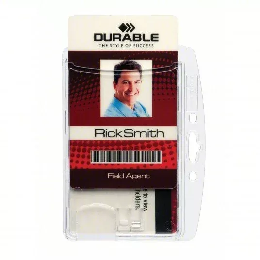 Durable 892419 ID Badge Holder, Dual, Shell Style, PK10