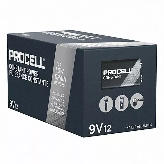Duracell Procell PC1604BKD Constant 9V Alkaline Battery, 9V DC, 12 Pack