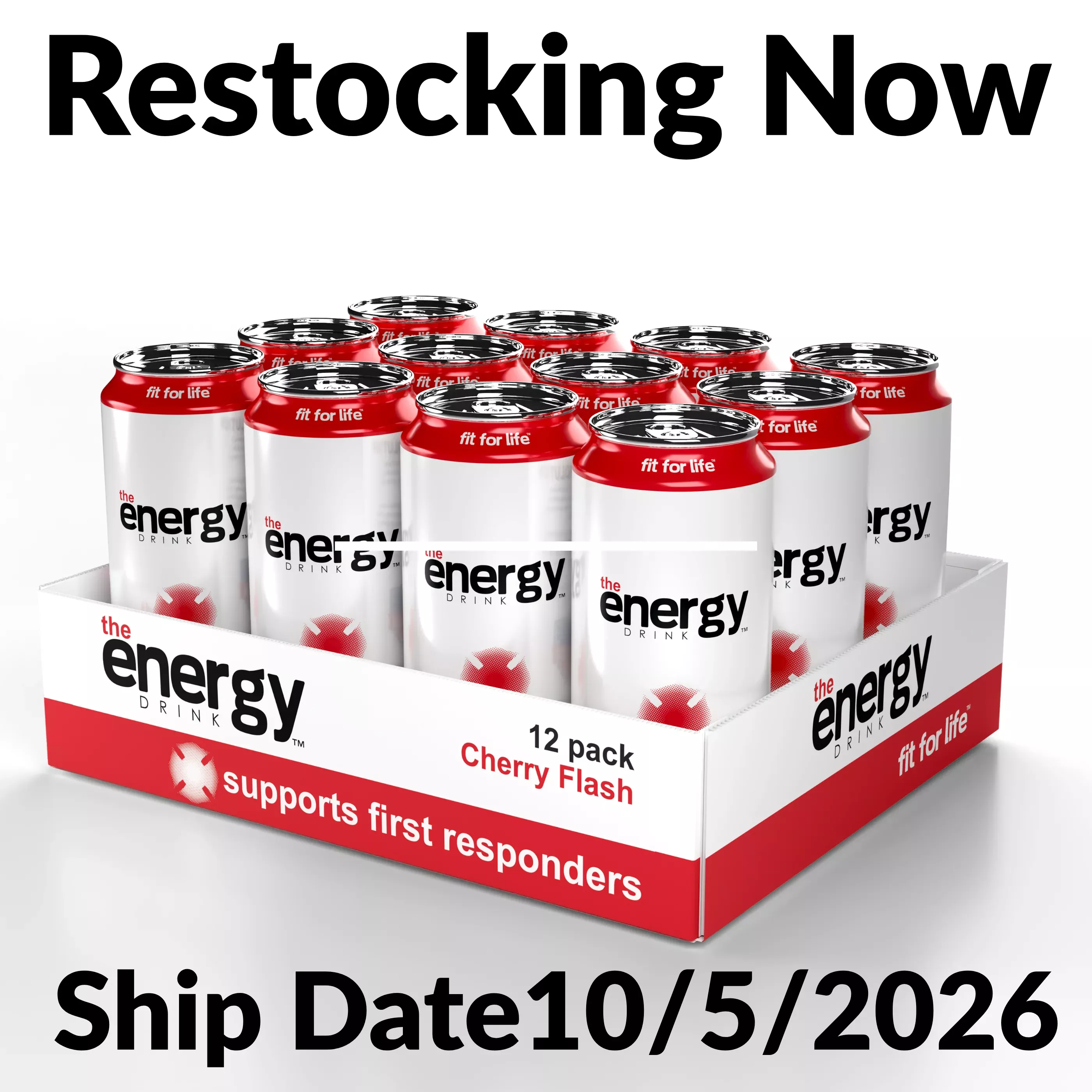 The Energy Drink Cherry Flash 12 Pack for Smooth Energy and Focus