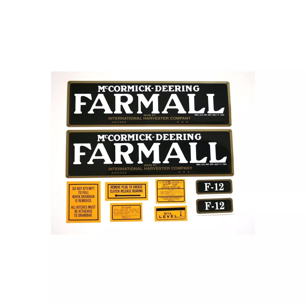 Farmall F-12: Mylar Decal Set