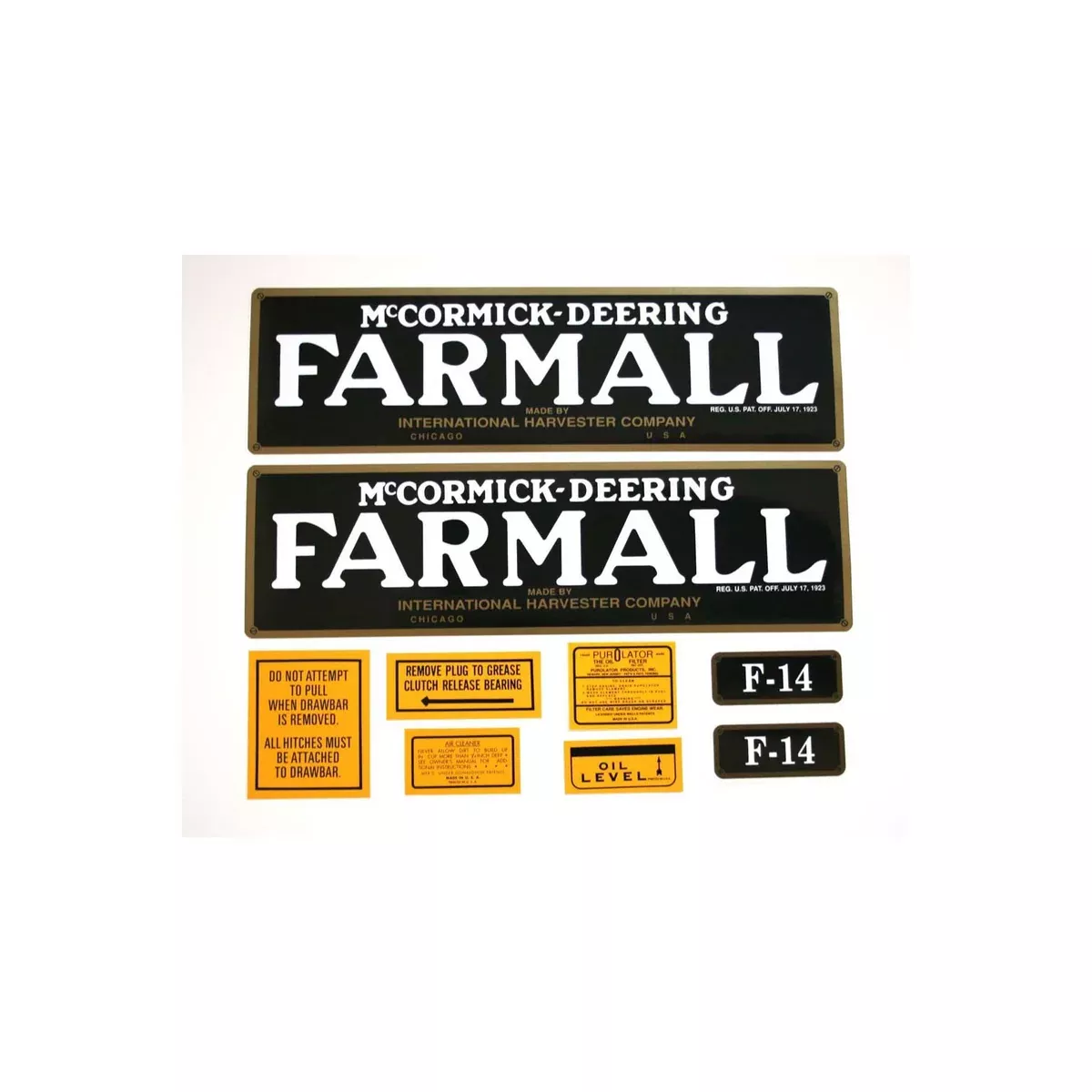 Farmall F-14: Mylar Decal Set