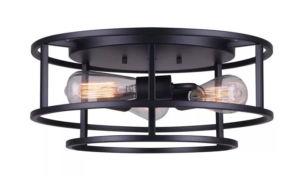 Flush Mount - Canarm LUCA Matte Black 3-Light IFM757A16BK