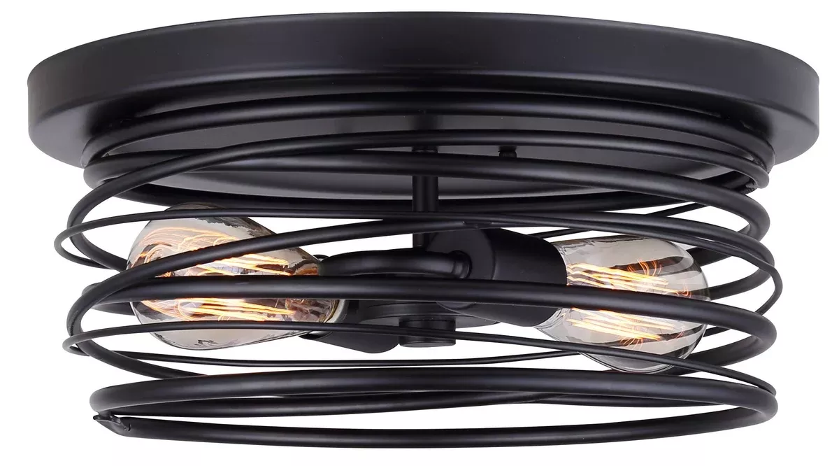 Flush Mount - Canarm RYLAND Matte Black 2-Light IFM411B14BK