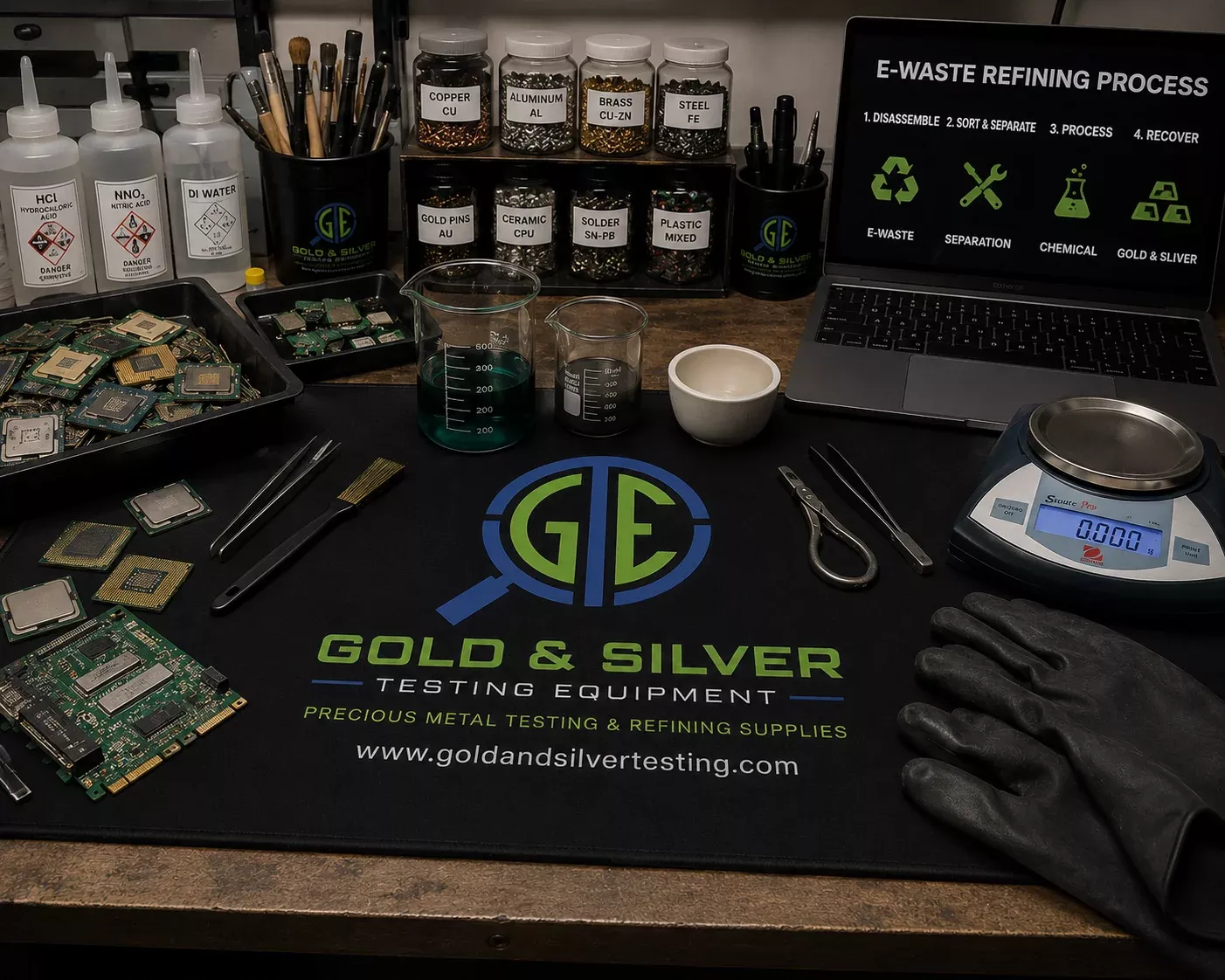 GTE Gold Refining Workstation Mat XL Bench & Desktop Protection Pad