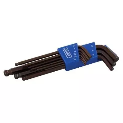Hex Key Set - Gray Tools Metric 9-Piece Ball End Hex Key Set 68909