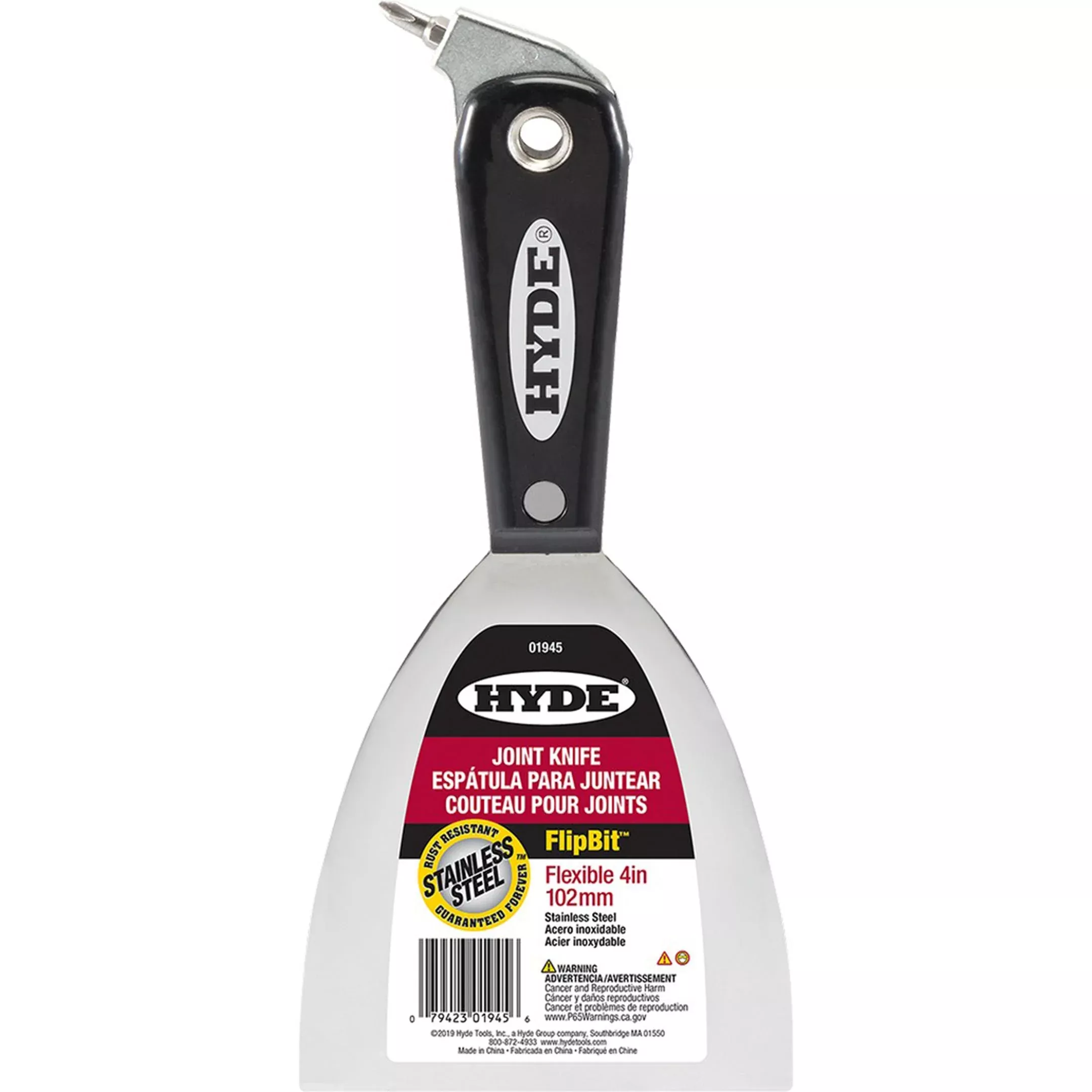 Hyde Tools 01945 4" FlipBit™ Stainless Steel Joint Knife
