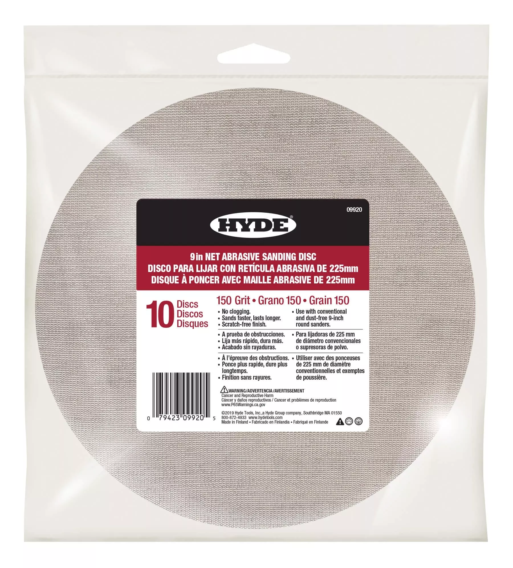 Hyde Tools 09920 150 Grit 9" Sanding Disc / 10-Pack