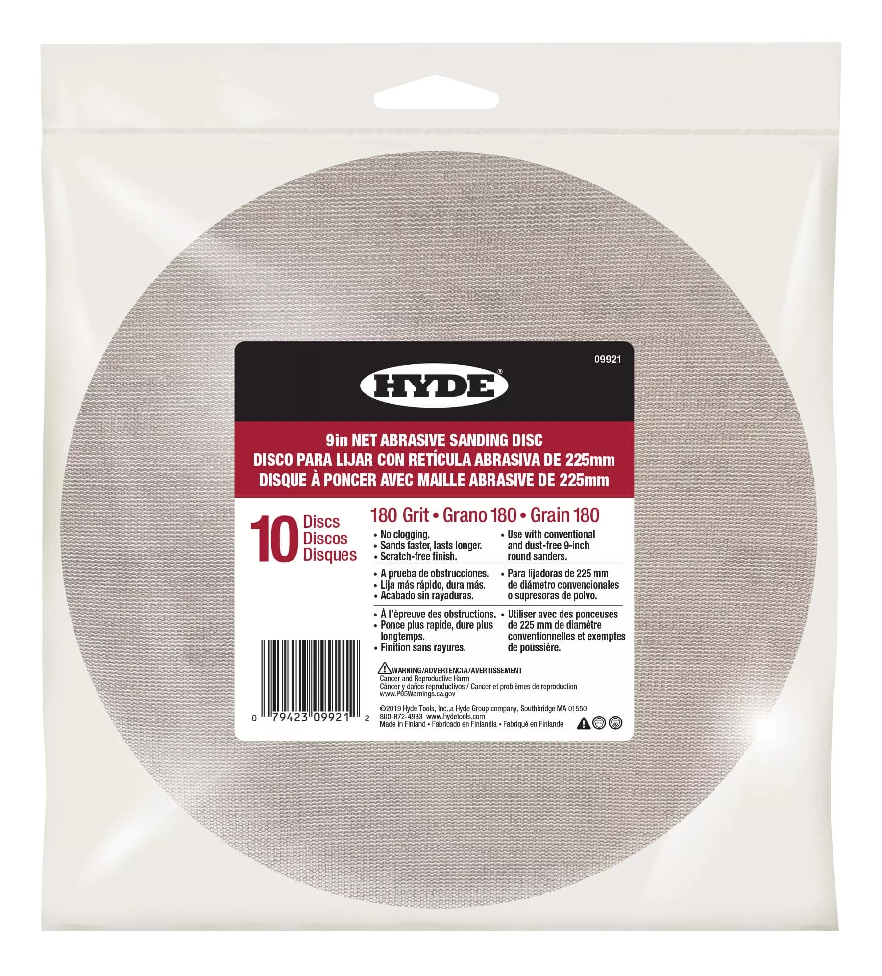 Hyde Tools 09921 180 Grit 9" Sanding Disc / 10-Pack