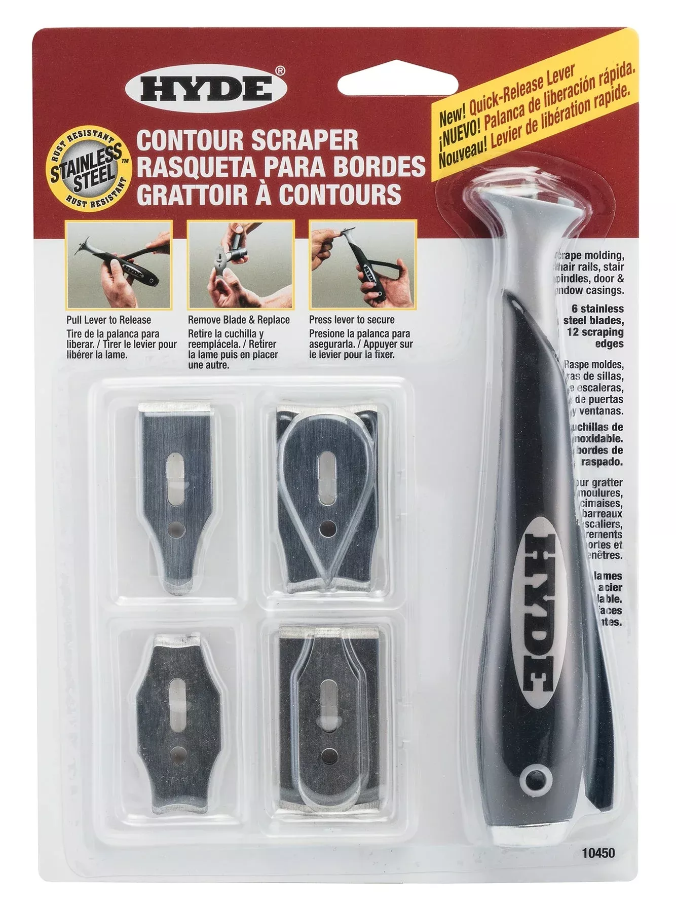 Hyde Tools 10450 Quick-Release Contour Scraper