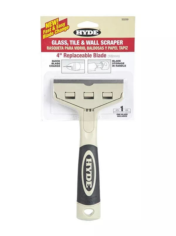 Hyde Tools 33250 Quick-change 4" Glass Scraper with Blade Storage