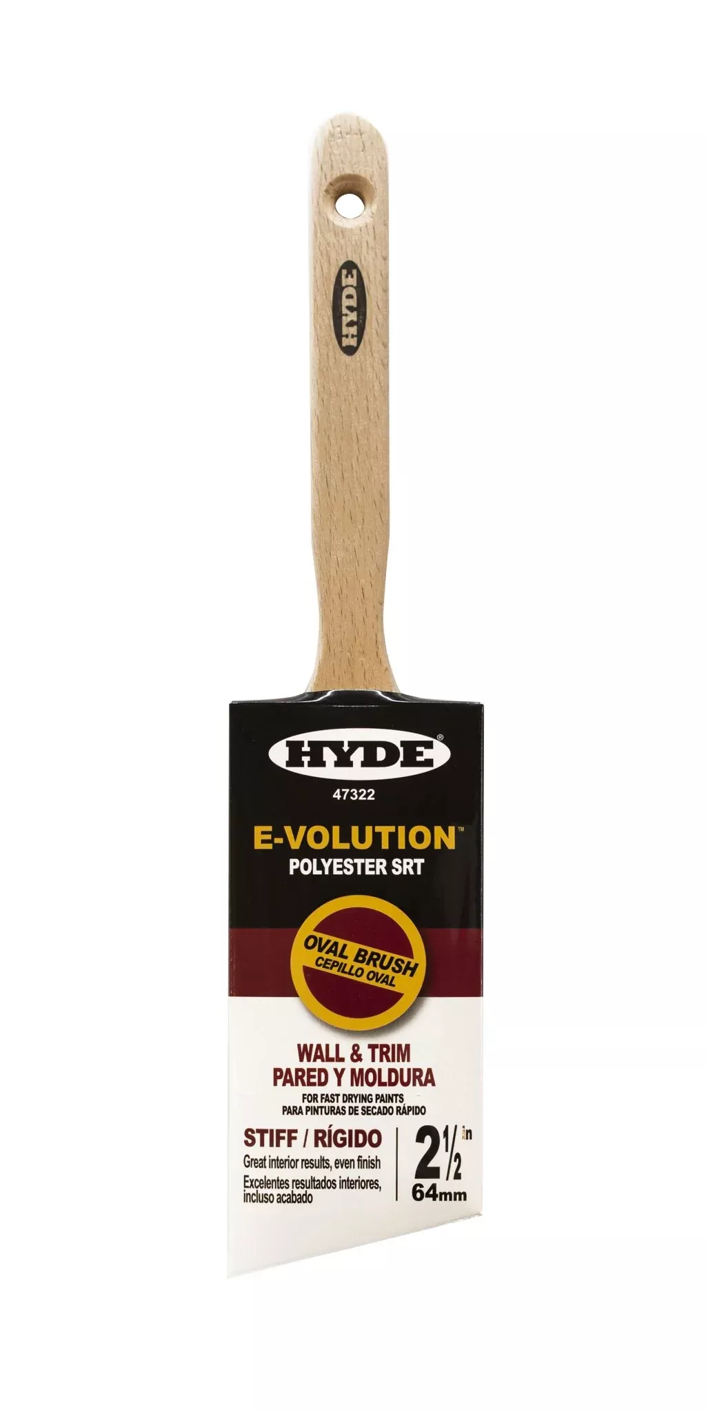 Hyde Tools 47322 2-1/2" E-volution Oval Paint Brush