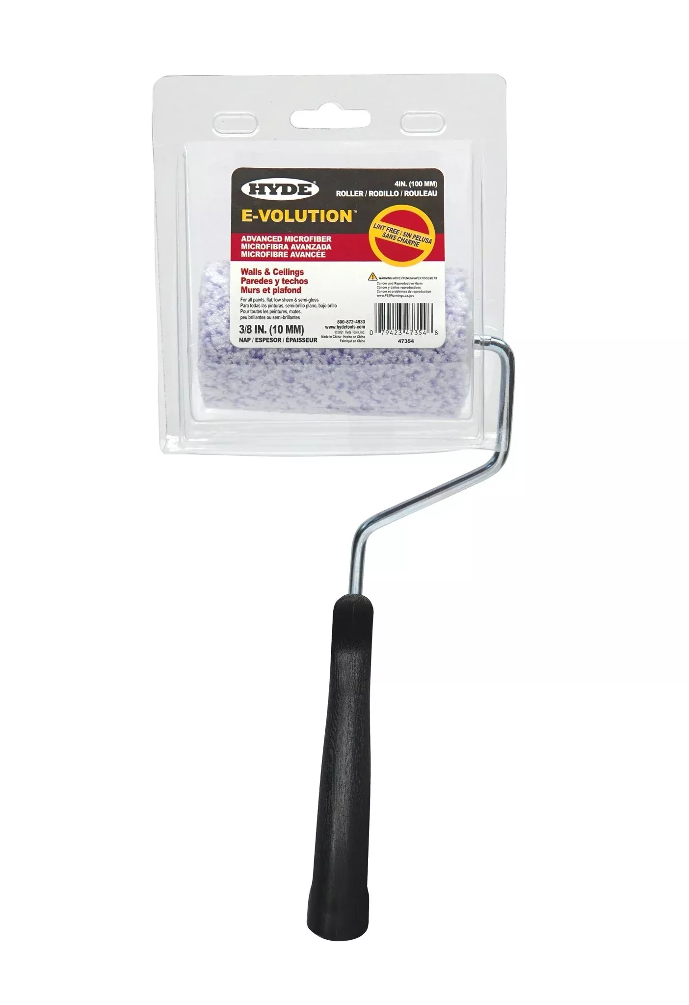 Hyde Tools 47354 4" E-volution Mini Roller Cover with Frame, 3/8" Nap