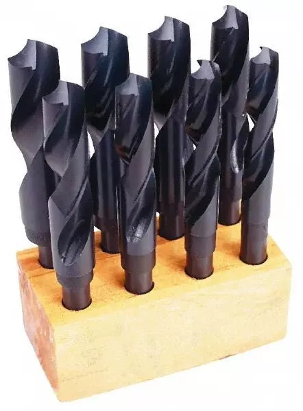 Interstate 01345081 Drill Bit Set: Reduced Shank Drill Bits, 8 Pc, 1″ Drill Bit Size, 118 °, High Speed Steel
