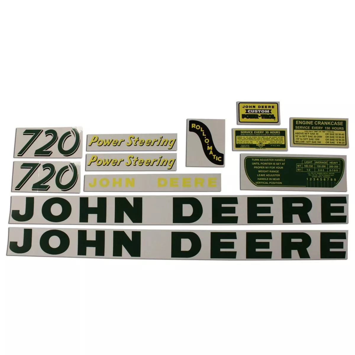 JD 720 Gas: Mylar Decal Set