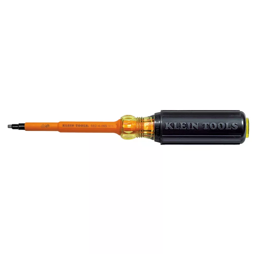 Klein Tools 662-4-INS #2 Square 4'' Shank Insulated Screwdriver