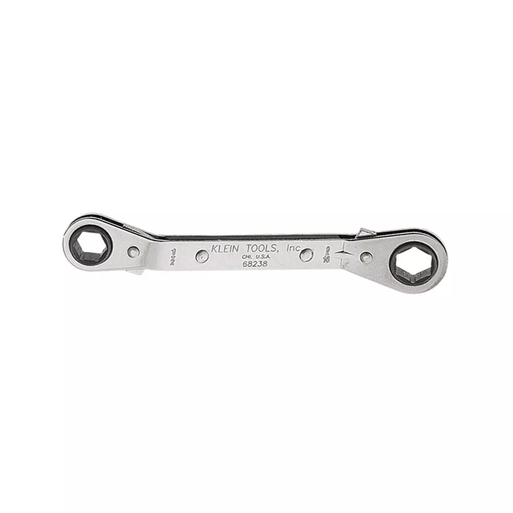 Klein Tools 68238 1/2" x 9/16" Fully Reversible Ratcheting Offset Box Wrench