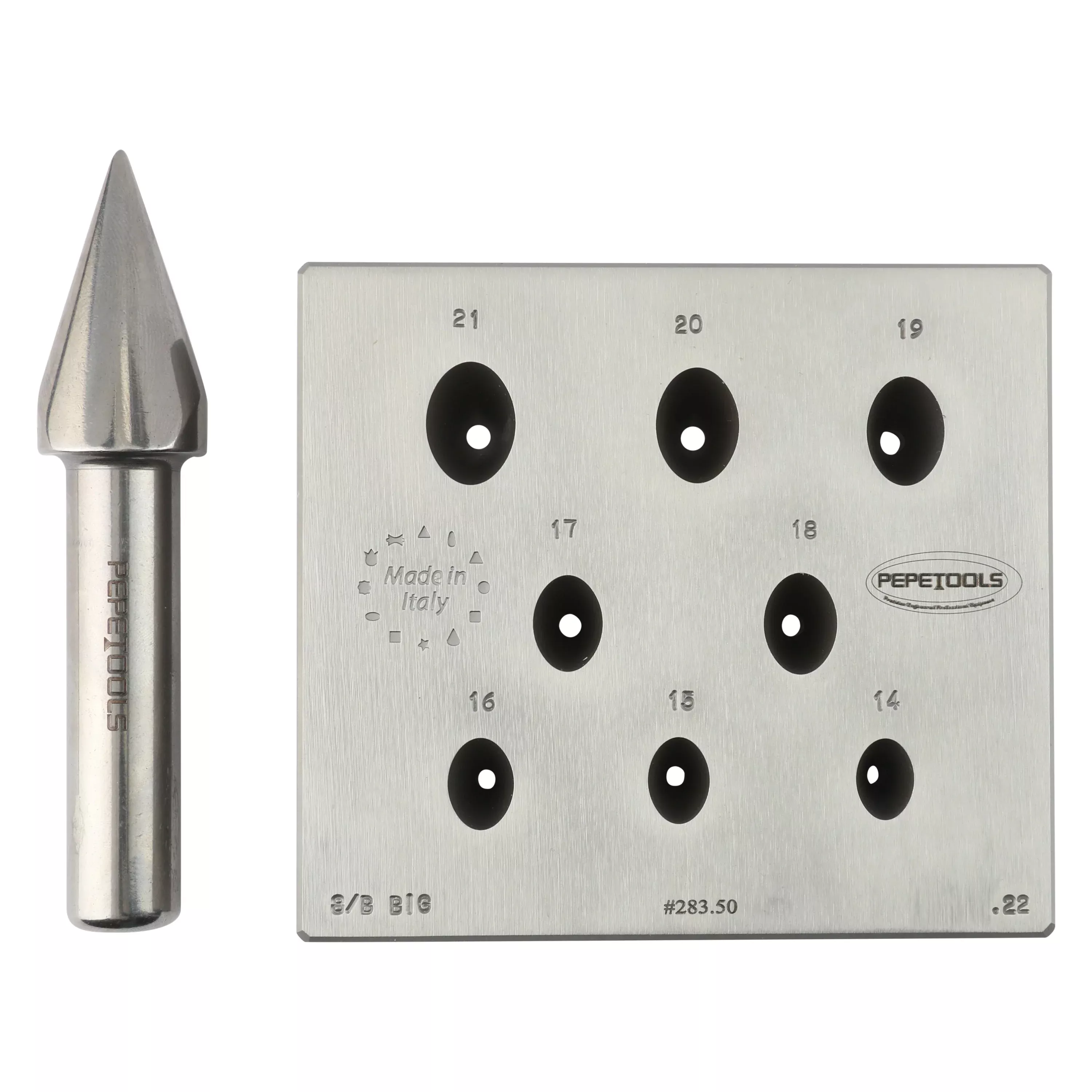 Oval Bezel Forming Block w/ Punch - 8 Holes, Large Sizes