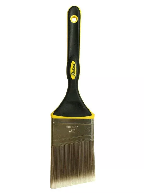 Richard 80814 3" angular paint brush, PRO MASTER TOUCH series. Polyester-nylon, soft-grip handle.