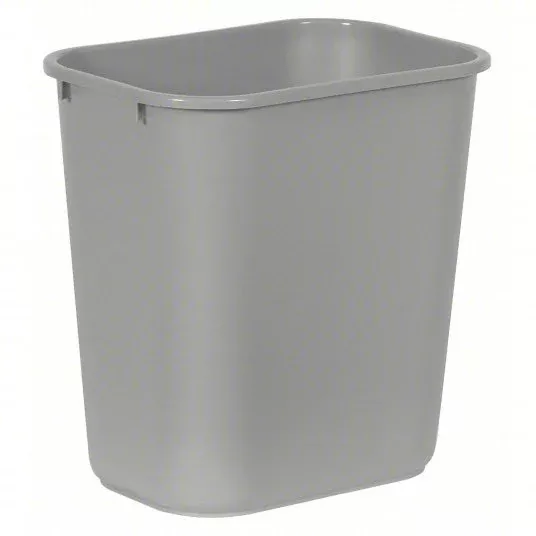 Rubbermaid FG295600GRAY Rectangular Wastebasket, 7 gal, LLDPE, Open Top, Plastic, Gray
