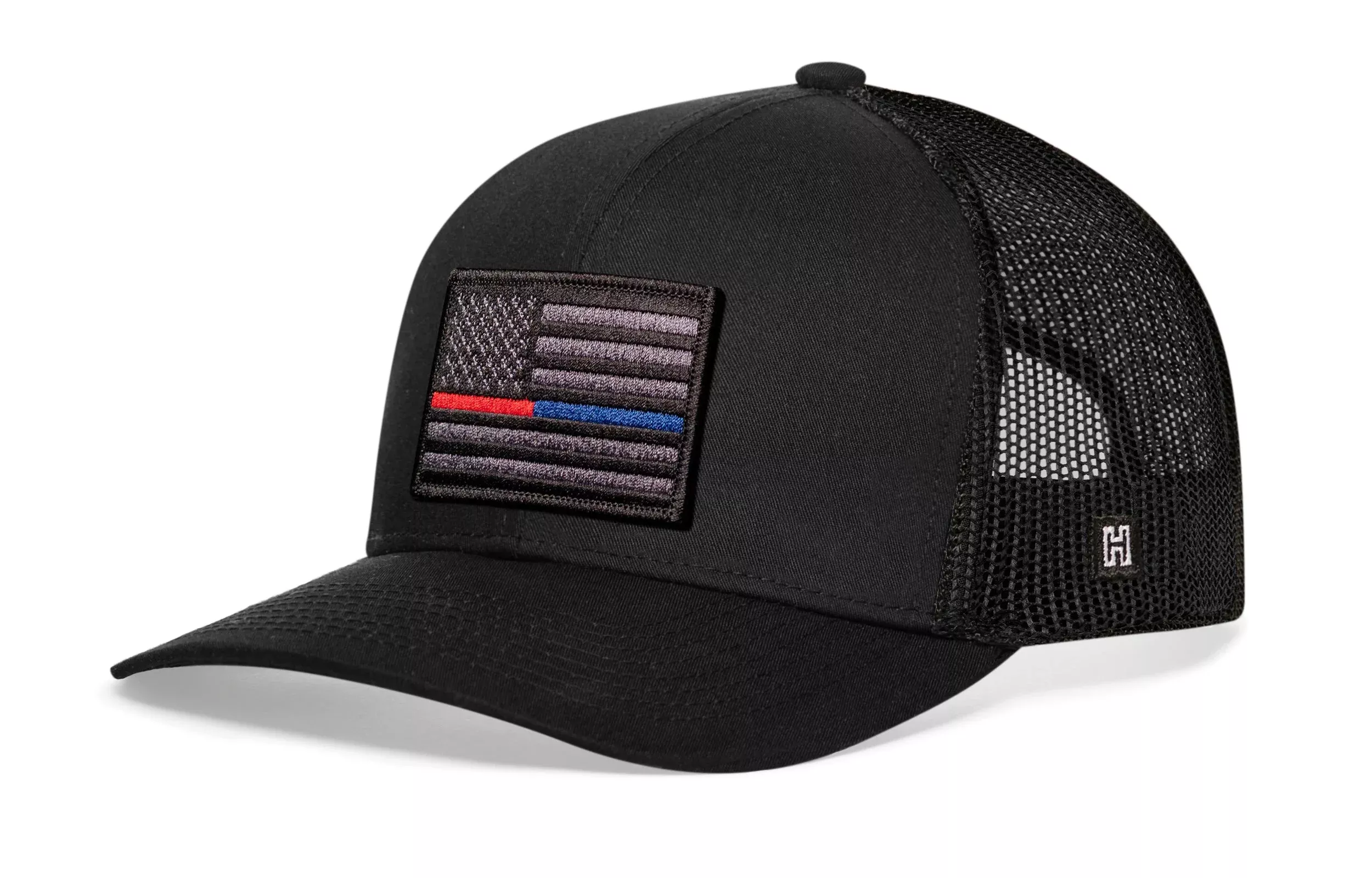 Thin Red & Blue Line Trucker Hat | Black 1st Responders Snapback