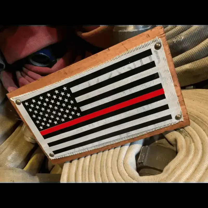 Thin Red Line Fire Hose Flag Sign