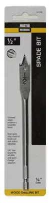 Wood Boring Spade Drill Bit, 1/2 In.