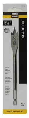 Wood Boring Spade Drill Bit, 9/16 In.