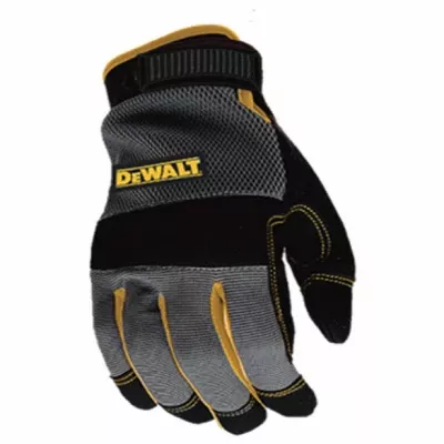 Work Gloves, Synthetic Leather Palm, Black, M