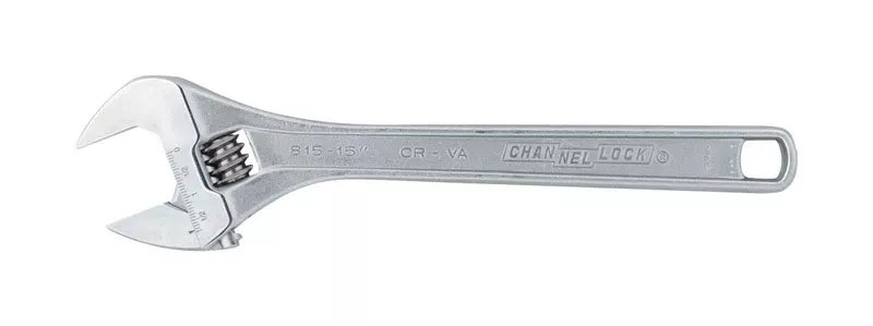 Wrench, Adjustable, Chrome, 15-in.